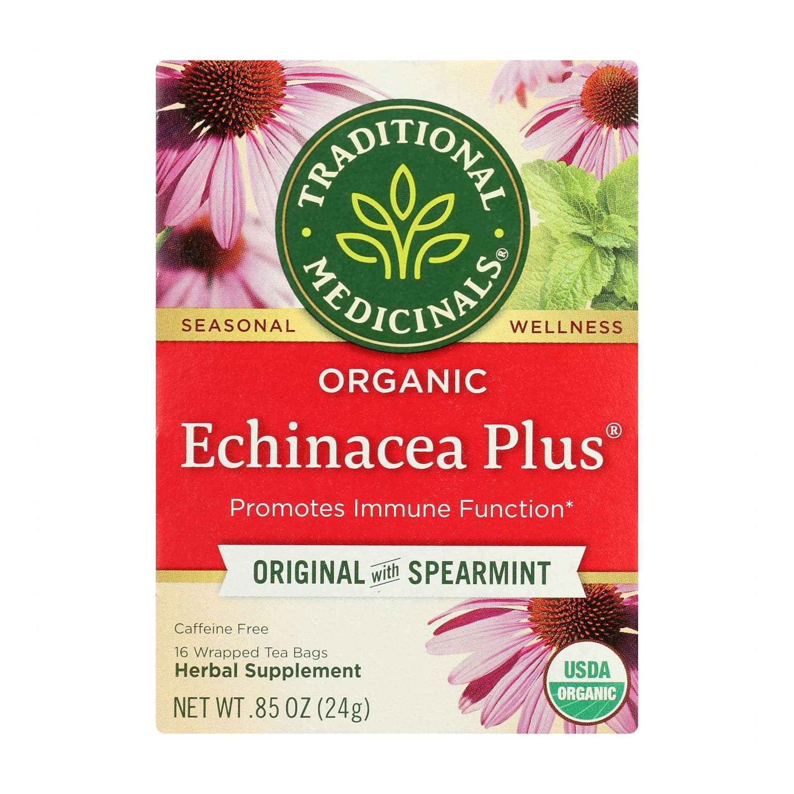 Traditional Medicinals Organic Echinacea Plus Tea - Caffeine Free - 16 Bags