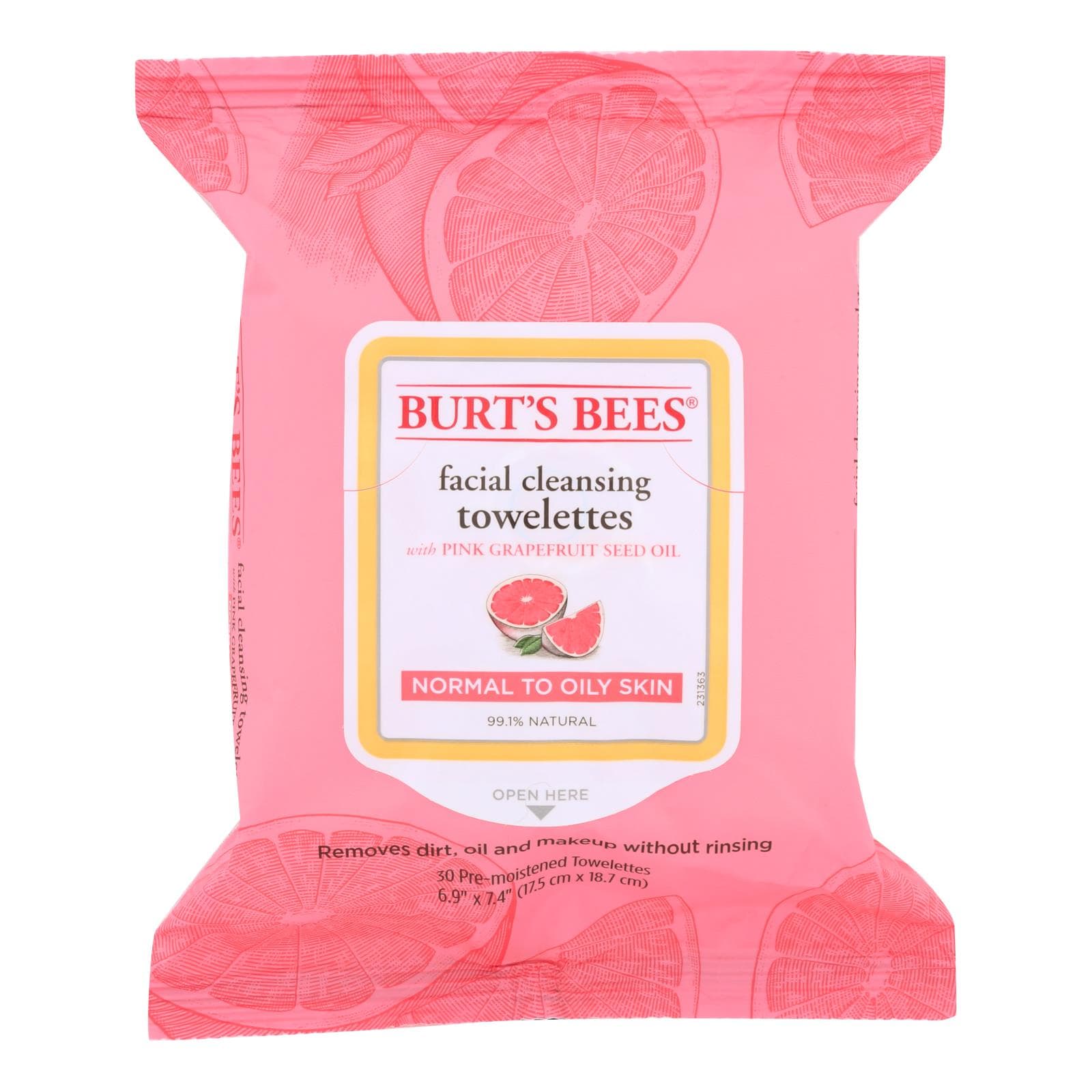 Burts Bees - Face Towelette - Pink Grapefruit - Case Of 3 - 30 Count