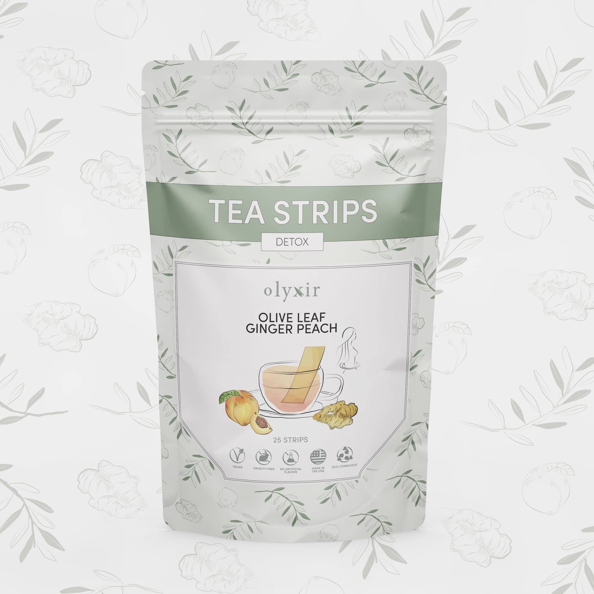 Detox | Ginger Peach Tea Strips | 25 Servings